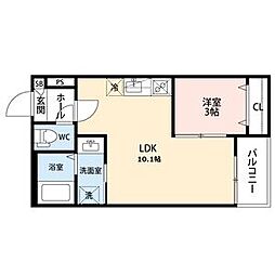 GRANDBLUENAGASUKA3 1LDKの間取図画像