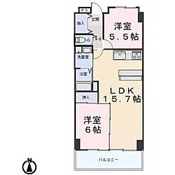グランドールシャトー 2LDKの間取図画像