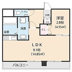 第一オオタビル 1LDKの間取図画像