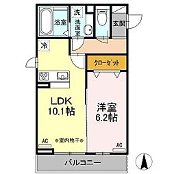 メゾンボヌール 1LDKの間取図画像