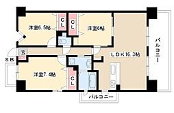 ProceedARATAMABASHI 3LDKの間取図画像