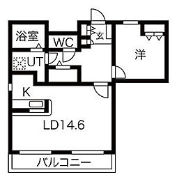 セカンドステージ平針 1LDKの間取図画像