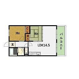クリスタルヒルズ 2LDKの間取図画像