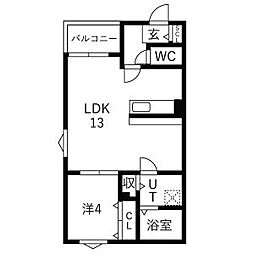 ソレイユ大宝 1LDKの間取図画像