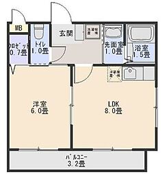 エクセル・フルール 1LDKの間取図画像