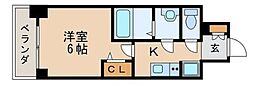 プレサンス葵デュリス 1Kの間取図画像