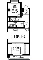 フジパークハイツA 2DKの間取図画像