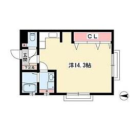 金龍コーポ中村 ワンルームの間取図画像