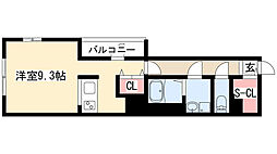 エイペックス名古屋鶴舞公園前 ワンルームの間取図画像