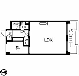 丸玉ハイツ 1LDKの間取図画像