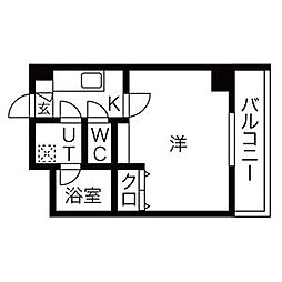 イースタンヒルズ藤が丘2 1Kの間取図画像