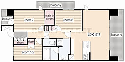 エスティメゾン萱場 3LDKの間取図画像