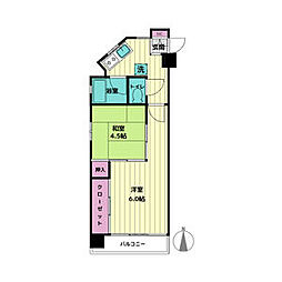 シーズンコート東大曽根 2Kの間取図画像
