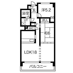 アベニューアオヤマ 2LDKの間取図画像
