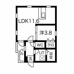 プレシャス 1LDKの間取図画像