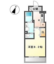 ラヴィK 1Kの間取図画像