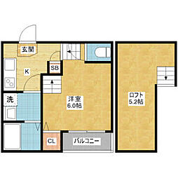 メルモ 1Kの間取図画像