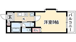 ブランシュール 1Kの間取図画像