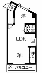桜通サンダイマンション 1LDKの間取図画像