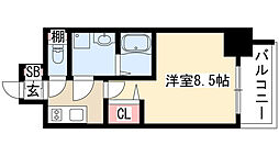 プレサンス池下トレス 1Kの間取図画像