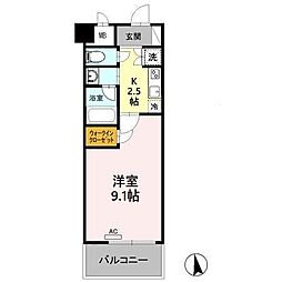 グランシャリオ金山 1Kの間取図画像