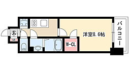 プレサンス栄ライズ 1Kの間取図画像
