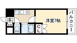 セントラルハイツカシノ 1Kの間取図画像