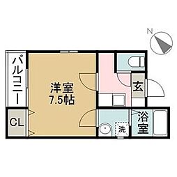 クレフラスト広川A棟 1Kの間取図画像