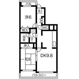 クレス 2LDKの間取図画像
