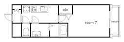 パルティール並木 1Kの間取図画像