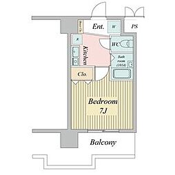 パークフラッツ金山 1Kの間取図画像