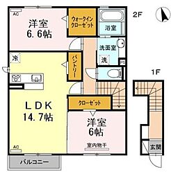 サンセールS 2LDKの間取図画像