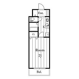 アビニオン川名 1Kの間取図画像
