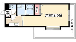 リオン高見 1Kの間取図画像