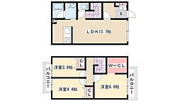 長久手ハイツクローバーSouth 3LDKの間取図画像