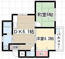 GandY藤ケ丘 2DKの間取図画像