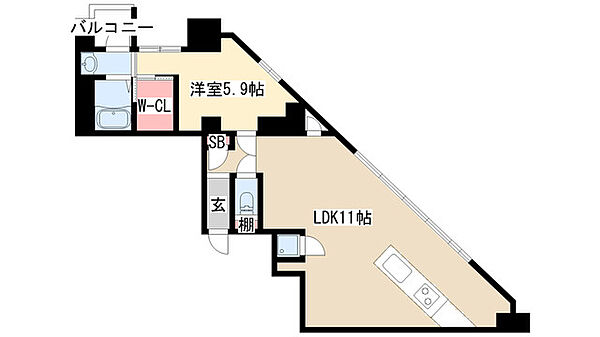 SK BUILDING-501 C903｜愛知県名古屋市東区泉３丁目(賃貸マンション1LDK・9階・41.82㎡)の写真 その2
