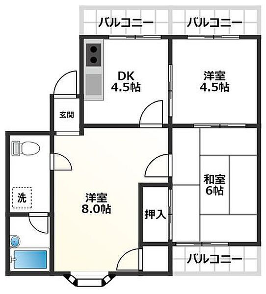 ラセーヌ東林間 B302｜神奈川県相模原市南区東林間３丁目(賃貸マンション3DK・3階・47.50㎡)の写真 その2