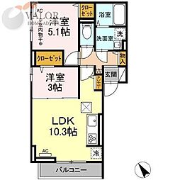 シャトレー町田 2LDKの間取図画像