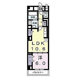 ディアコート本厚木 1LDKの間取図画像