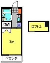 ピュア・ブラッサム 1Kの間取図画像