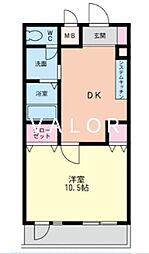 Y.Sセブンハイム 1DKの間取図画像