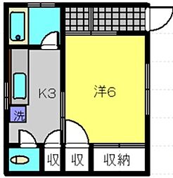 弥生荘 1Kの間取図画像