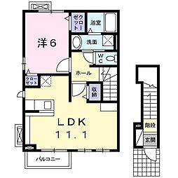 シャトレービサイドA 1LDKの間取図画像