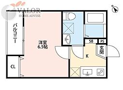 CASAR町田 1Kの間取図画像