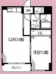 メゾンドA2 1LDKの間取図画像