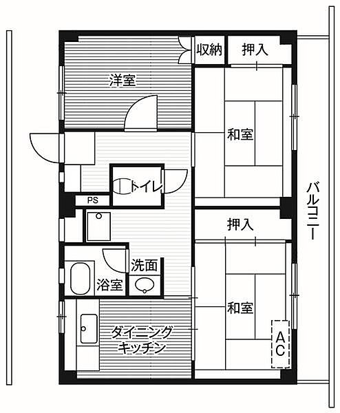 ビレッジハウス公郷6号棟 0103｜神奈川県横須賀市公郷町６丁目(賃貸マンション3DK・1階・57.96㎡)の写真 その2