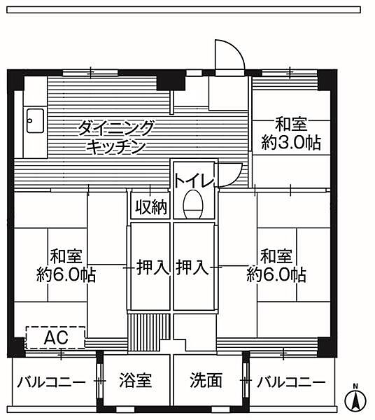 ビレッジハウス小比企5号棟 0204｜東京都八王子市小比企町(賃貸マンション3DK・2階・49.20㎡)の写真 その2