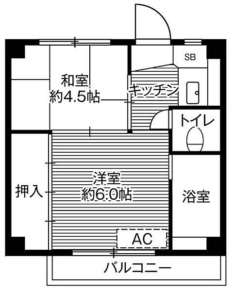 ビレッジハウス高林1号棟 0409｜群馬県太田市高林北町(賃貸マンション2K・4階・28.98㎡)の写真 その2