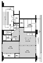 ビレッジハウス高瀬1号棟 4階3DKの間取り